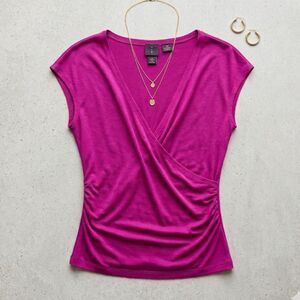 MAG by Magaschoni Cashmere Silk Draped Wrap Knit Top Womens Large L Y2K